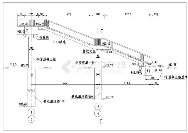 天桥施工图纸CAD原图（含钢箱梁设计图）-图二