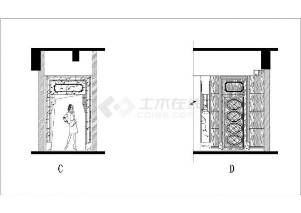 【天津】现代风格快捷酒店设计CAD施工图（附效果图）-图二
