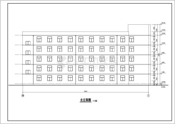 某地区5层宿舍楼建筑设计平立剖面施工方案图纸-图二