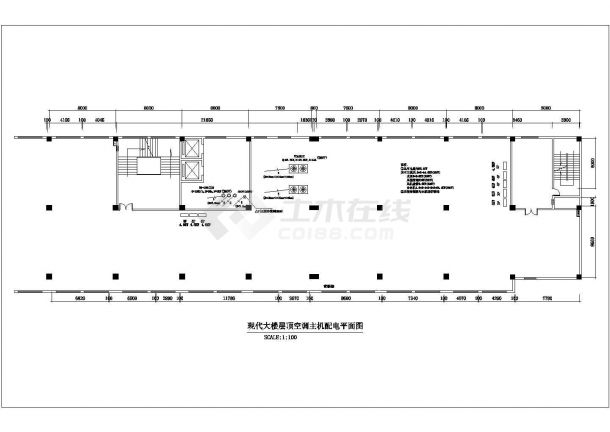 某地八层写字楼空调及配电平面设计CAD图-图二