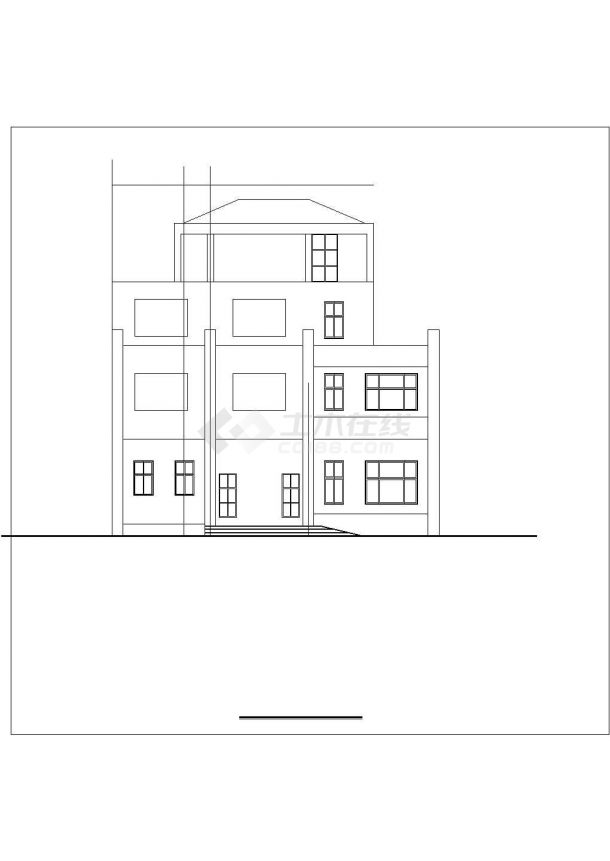 4层别墅建筑CAD施工图（带地下车库及坡道）-图一