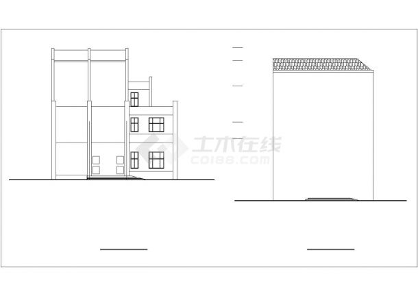 4层别墅建筑CAD施工图（带地下车库及坡道）-图二