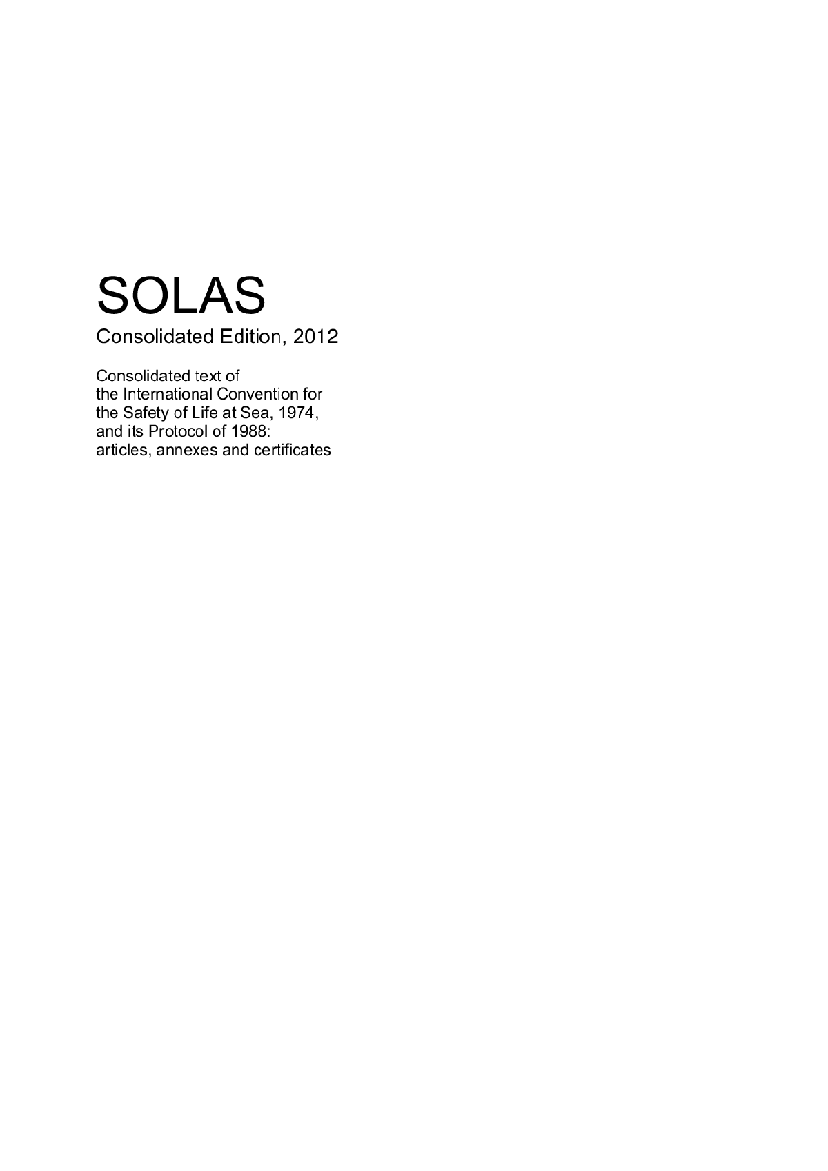 SOLAS Consolidated Edition 2012