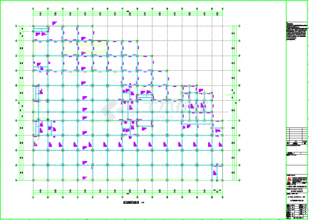 某地多层混凝土框架结构电子元件厂房结构CAD图纸-图一