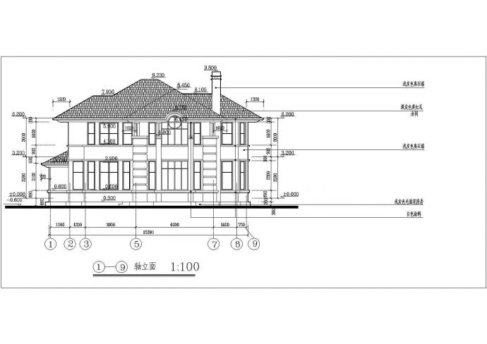 简欧风格二层高档别墅详细建筑设计图_图1