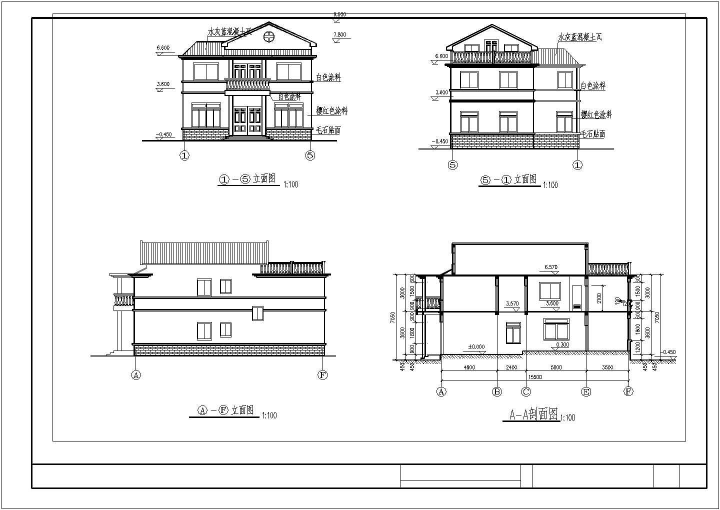 简洁二层半大方农村房屋建筑设计图