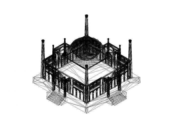 某教堂建筑设计CAD三维模型图纸_图1