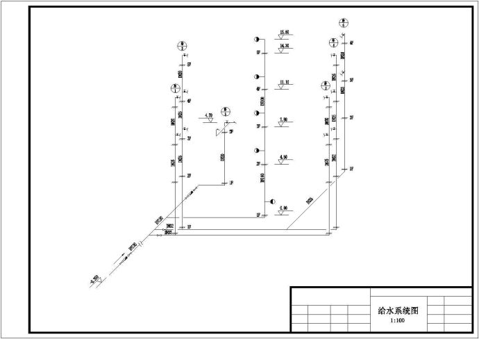 北方某地区五层住宅给排水设计cad系统图_图1