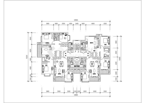 安徽省北部某城市住宅户型平面CAD设计图-图一