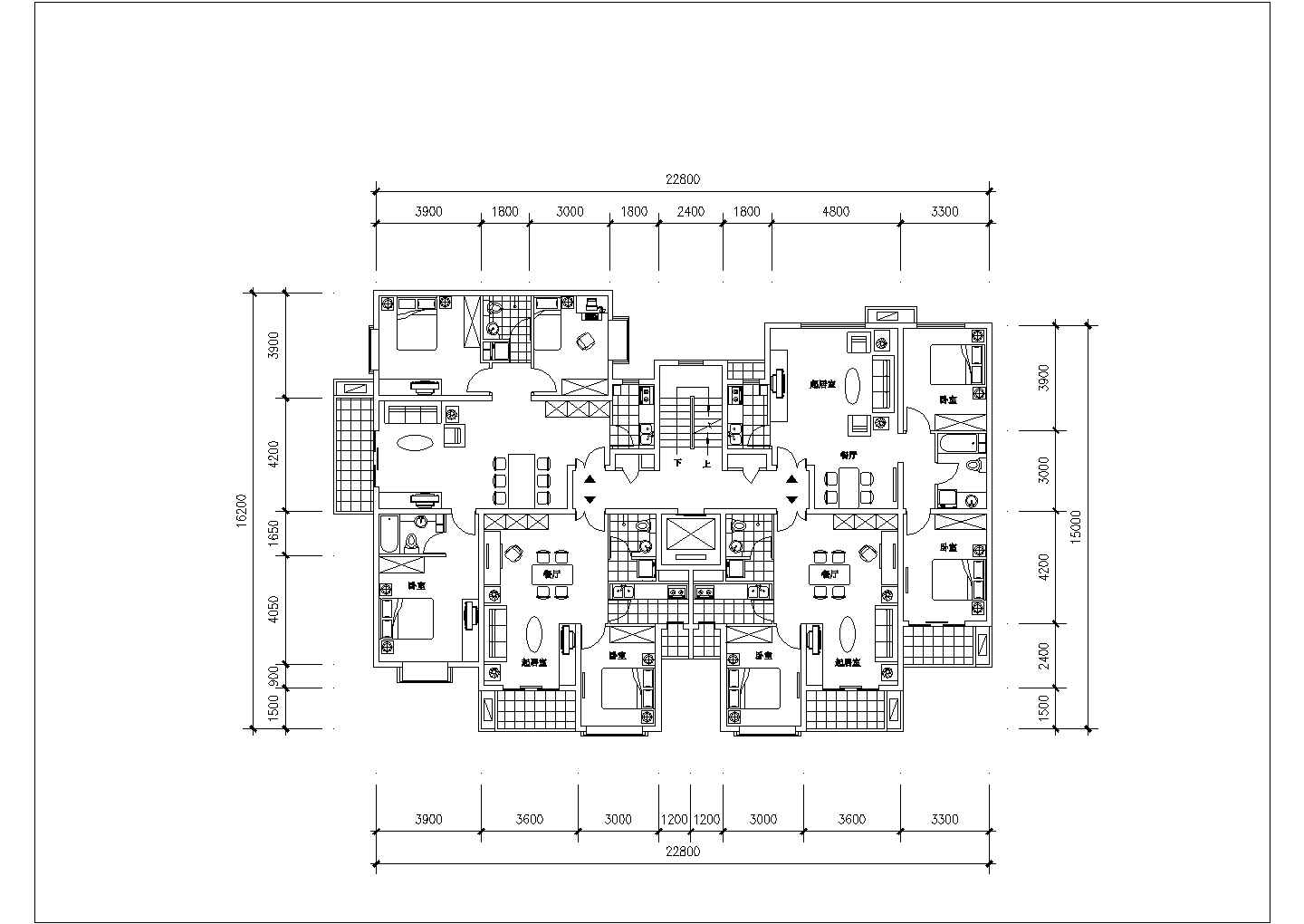 安徽省北部某城市住宅户型平面CAD设计图