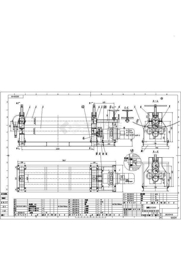 卷板机安装CAD参考图-图二