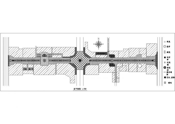 某市步行街建筑设计cad平面规划图_图1
