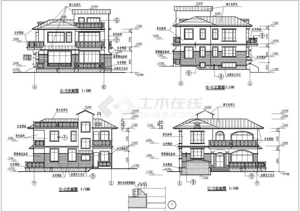 新颖大气二层半带地下室自建小别墅建筑设计图-图二