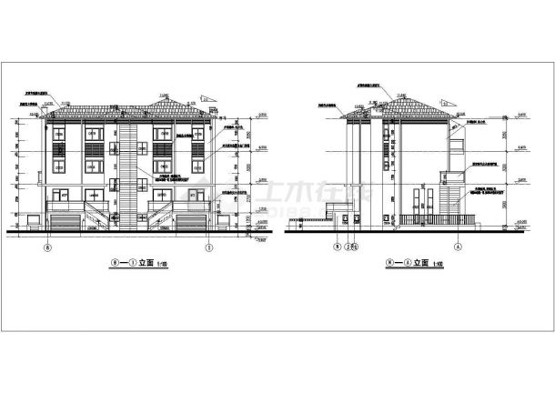 新颖双拼三层半自建房屋建筑设计图-图二