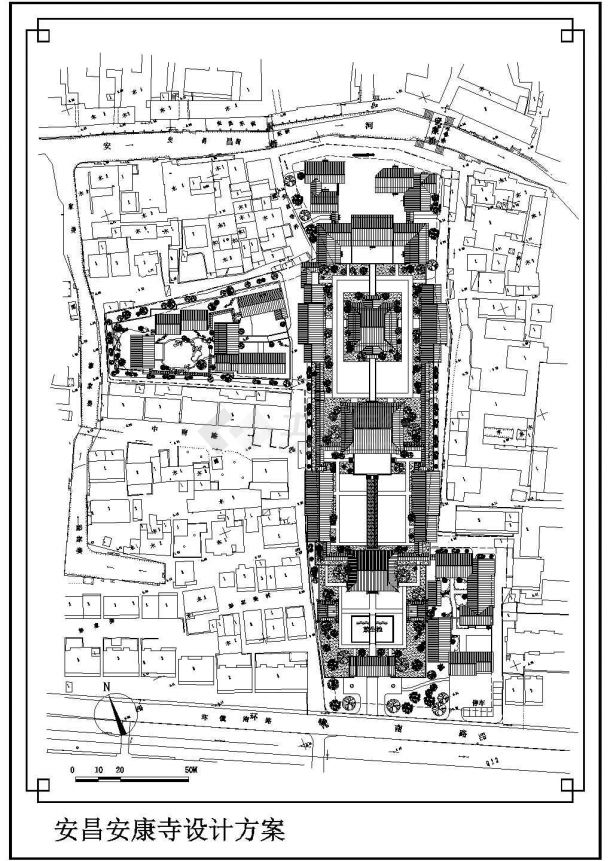 某市安昌寺的设计方案图（古建筑设计）-图二
