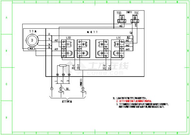 某地电动门控制原理接线设计施工图-图一