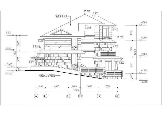 精美日式三层别墅详细建筑设计图纸_图1
