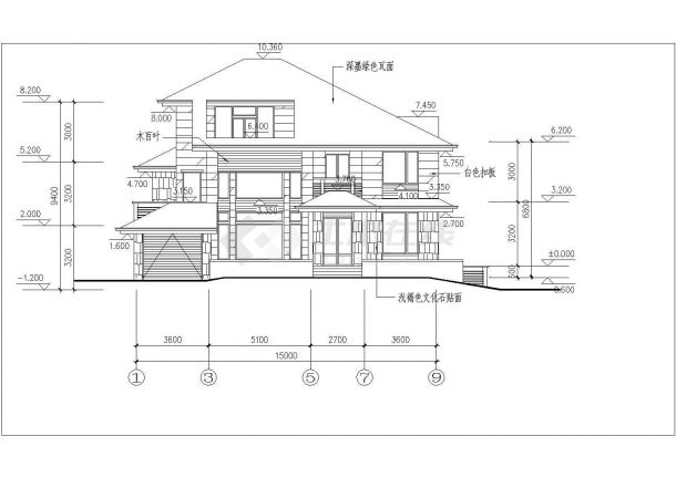 精美日式三层别墅详细建筑设计图纸-图二