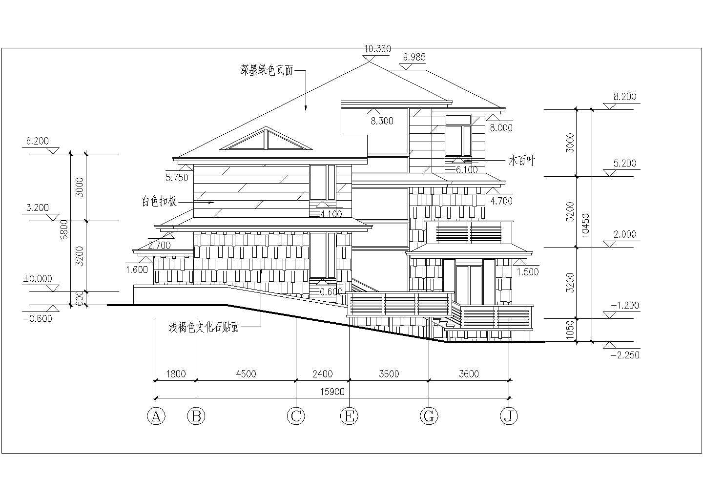 精美日式三层别墅详细建筑设计图纸