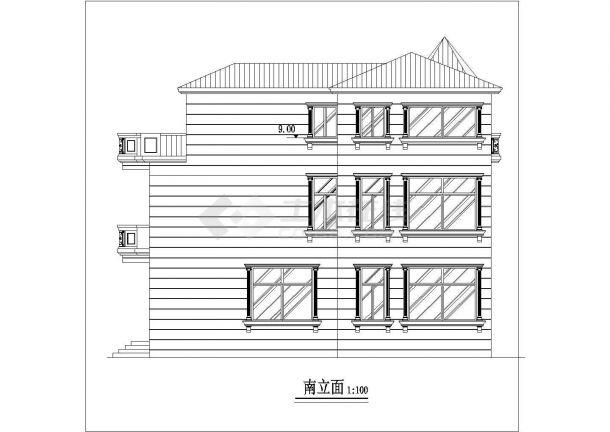 古典三层坡屋顶自建房屋详细建筑设计图-图二