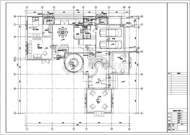 昆山某地区别墅给排水平面带系统设计cad设计图-图二