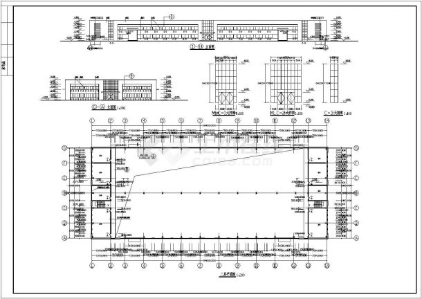 湖北省中部某城市郊区厂房建筑设计图-图二