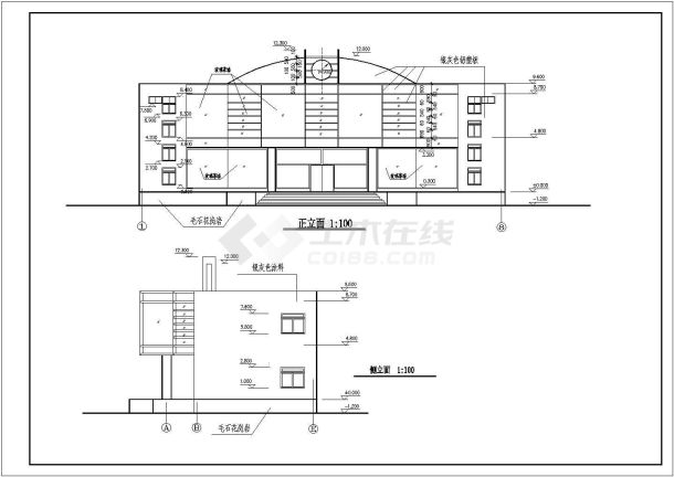 呼和浩特市市中心某处办公营业楼建施图-图一