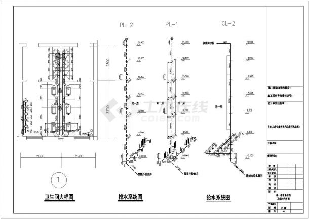 贵州某地区六层办公楼给排水设计cad图-图一