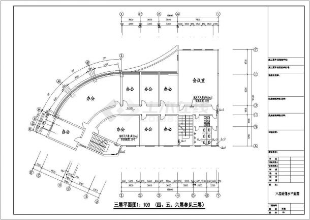 贵州某地区六层办公楼给排水设计cad图-图二