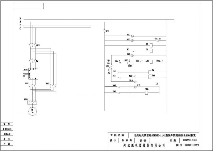 电气设计深井泵变频控制CAD原理图_图1