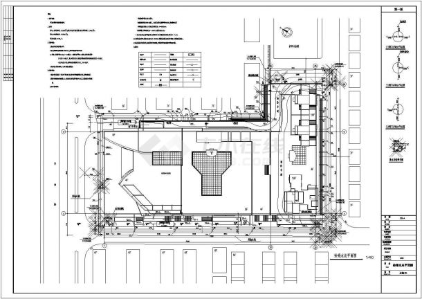 常州某商业大厦给排水设计总平面cad方案图-图一