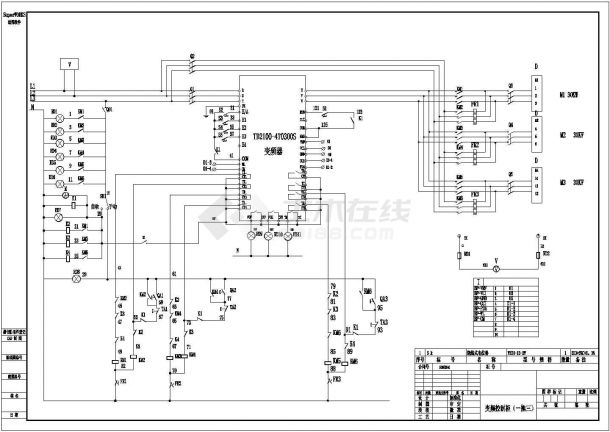 变频控制柜一拖三电气设计CAD原理图-图一
