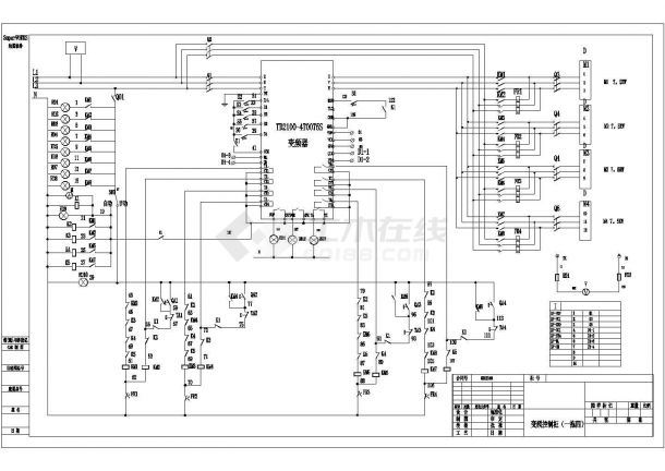 变频控制柜一拖四电气设计CAD原理图-图一