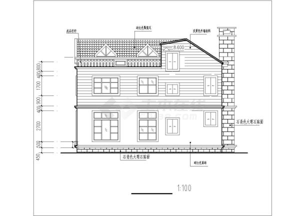 带露台旋转楼梯三层自建房屋建筑设计图纸-图一