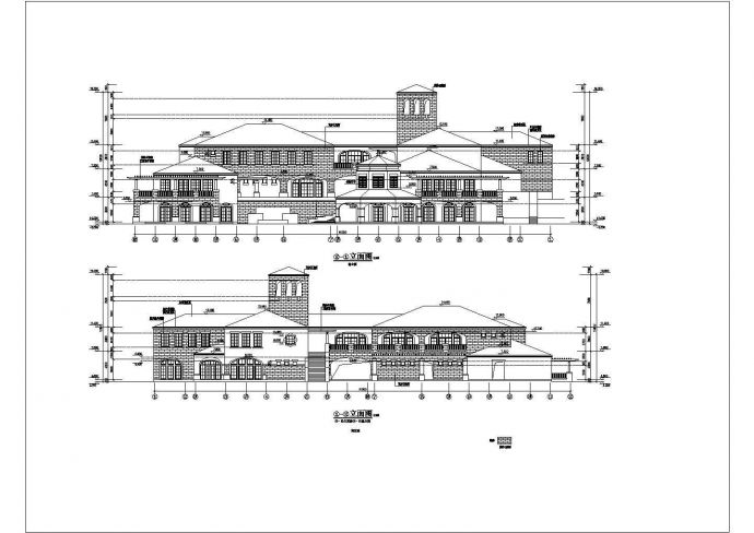 某三层会所建筑详细施工CAD图纸_图1
