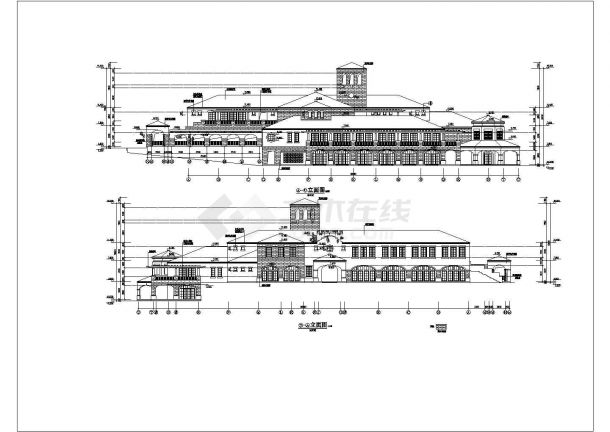 某三层会所建筑详细施工CAD图纸-图二