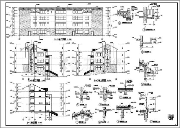 某地区电厂管理房建筑设计施工图纸-图一