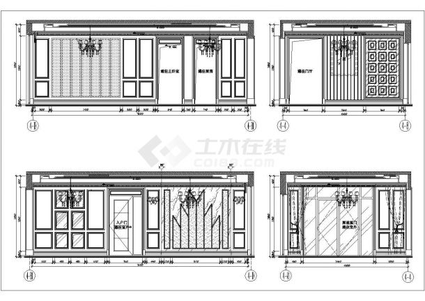 【重庆】新古典风格一层带地下室别墅样板房装修施工图（附效果图和水电）-图一