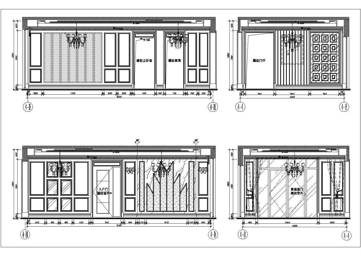 【重庆】新古典风格一层带地下室别墅样板房装修施工图（附效果图和水电）