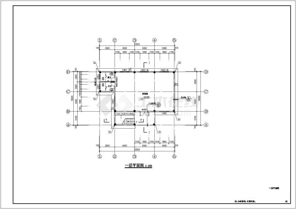 某砖混结构村会议室建筑、结构全套施工图-图一