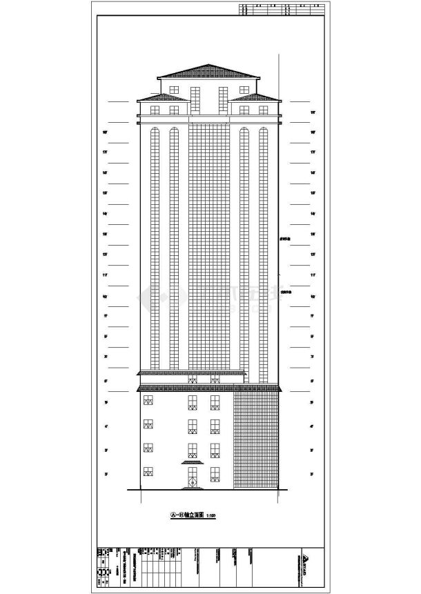 某19层框架结构酒店建筑施工图（含给排水、电气）-图一
