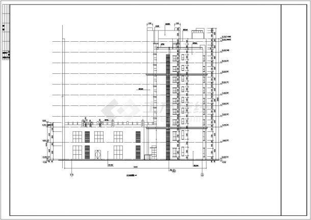 某地带底层商业多层住宅CAD设计施工图纸-图二