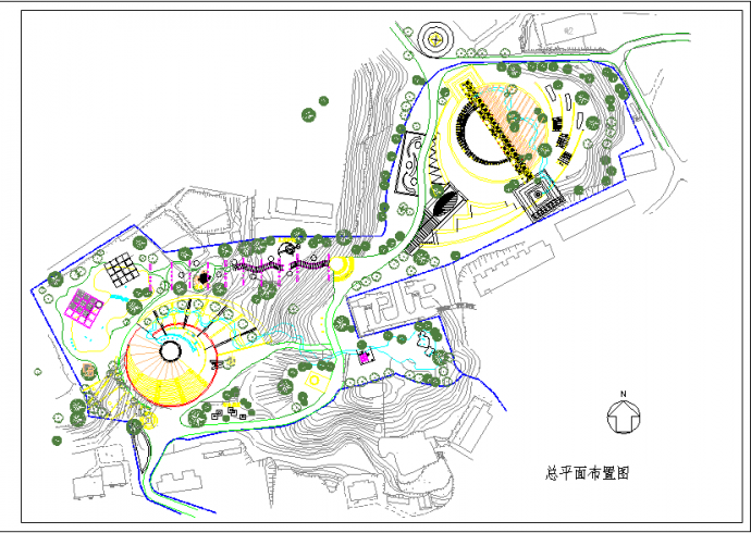 某活动景区公园cad平面规划绿化施工图_图1