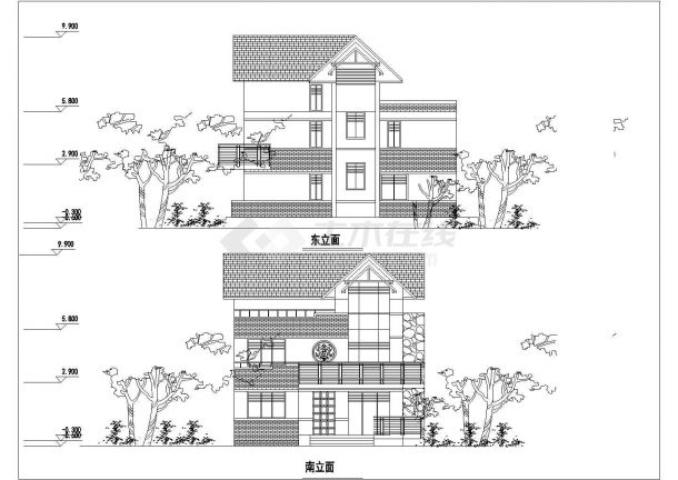 带屋顶花园三层舒适自建房屋建筑设计图-图一