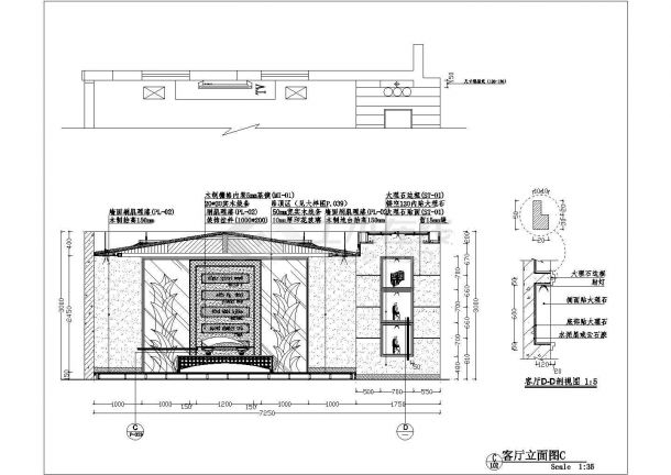 【东莞】东南亚风格带地下室和庭院样板房室内装修施工图（附效果图）-图二