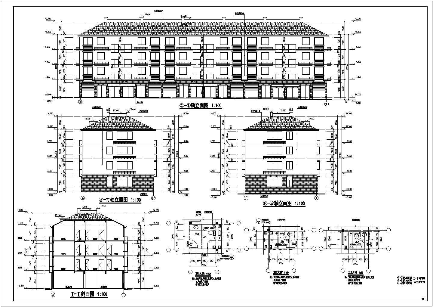 某多层底框住房建筑、结构设计施工图