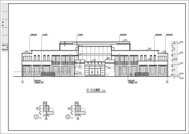 某3层办公楼建筑CAD施工设计图纸-图二