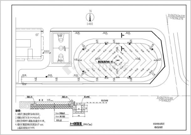 北京某地小学运动场排水cad施工设计图纸-图二