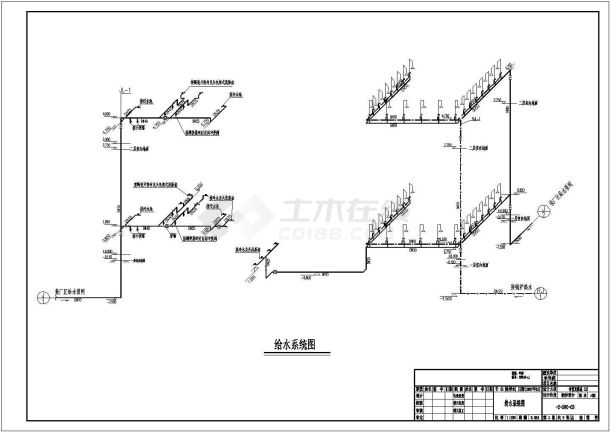 北方某工厂两层食堂及浴室建筑给排水cad施工图-图一