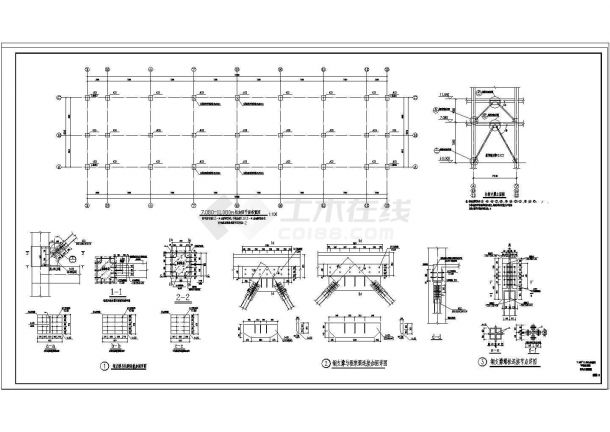 某厂房加固结构图CAD施工图（含说明）-图二